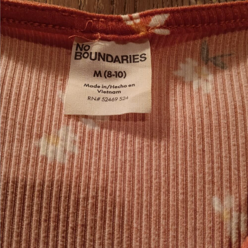 No Boundaries NOBO Dress Girls Size M (8-10) Salmon Flowers Soft Tie Back - Picture 2 of 6